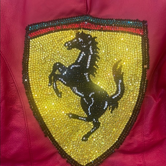Ferrari Red and Yellow leather  jacket with Iconic Branding zip front like new - Picture 2 of 6